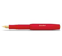 Kaweco Stylo-plume sport classique avec plume en acier plaqué or 23 carats et pointe en iridium pour cartouches d'encre I Stylo plume sport 13,5 cm (fin, rouge)