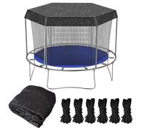 Kawiithn Housse d'ombrage de Trampoline, Ø244cm Toit Pare-Soleil pour Trampoline 6 Poteaux avec Cordes, Anti-UV & imperméable, Anti-poussière, Accessoires Trampolin pour Extérieur