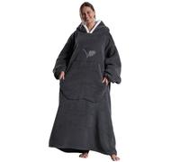 Kawoja Couverture à capuche surdimensionnée extra longue, couverture prête-à-porter avec manches et poches géantes, couverture polaire super chaude et confortable pour homme et femme, gris foncé,