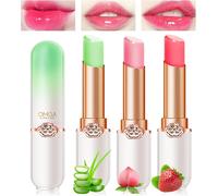 Kawoq-3 Pièces Lot Rouge A Levre Magique Change De Couleur Aloe Vera Rouge A Levre Mat Longue Tenue Jelly Lipstick Baume A Levre Teinté Brillant À Lèvres Rose Maquillage Femme Filles Cadeau