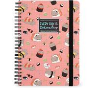 Kawoq-- Cahier À Spirales Ligné 7 Mm, Sushi Cat, Maxi, Format A4, Papier Certifié Fsc, Contient 1 Feuille D'autocollants, 160 Pages, Fermeture Élastique, 21 X 29 Cm