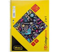 Kaxdl-11181-Cahier 2 En 1 Avec 48 Pages Quadrillées Et 32 Pages Lignées Au Format A4,Bloc À Spirales,80 Feuilles De 70 G/M²,4 Perforées Et Perforées