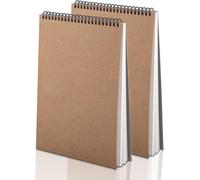 Kaxdl-2 Pièces Carnet De Dessin A4-Cahier De Dessin Reliure Spirale 30 Feuilles 160 G/M²-Carnet Croquis Papier Dessin Avec Couverture En Kraft