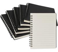 Kaxdl-6 Pièces A6 Cahier À Spirale,14×10cm Petits Carnets,50 Pages,Blocs Notes Spirales En Couverture Kraft Noire,Bloc Note,Mini Cahiers Lignés,Cadeau Exquis Pour Jeunes Filles Et Garçons,Pour Écoles