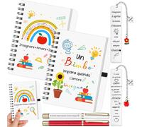 Kaxdl-6 Pièces Set Cadeaux De Remerciement Pour Enseignant 2 Carnets De Poche 2 Stylos 2 Marque-Pages En Métal Carnets Avec Phrases Cadeaux Pour L'obtention Du Diplôme Professeurs Anniversaire