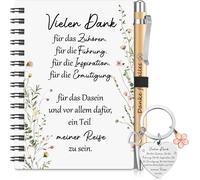 Kaxdl-Cadeaux De Remerciement Pour Collègues Employés Cadeaux De Départ Pour Enseignants Maternelle 1 Carnet À Spirales 1 Stylo À Bille Danke Für Alles 1 Porte Clés Pour Équipe Changement Poste
