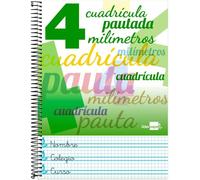 Kaxdl-Cahier À Spirales Broché,80h,75 G,Ligné,4 Mm,Couleurs Assorties