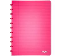 Kaxdl-Cahier A4 À Anneaux-Ligné 8mm Avec Marge-72 Feuilles Détachables (144 Pages)-Couverture En Polypropylène Recyclable-Rouge Transparent 23806