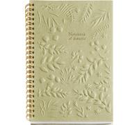 Kaxdl-Cahier A5 (146x214 Mm),Intérieur Rayé Ivoire,80 Feuilles 80 G/M²,Couverture En Carton Avec Détails Gravés,Double Spirale Dorée,Collection Feeling Mallorca,Vert