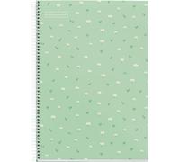 Kaxdl-Cahier Scolaire 4x4 Mm,Format Folio (215x309 Mm),80 Feuilles De 90 G/M²,Quadrillage 4x4 Mm Avec Marge,Reliure À Spirale,Couverture Rigide,Motif Fleurs Vertes