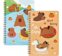 Kaxdl-Capybara Wirebound Notebook,Spiral Notebooks,2 Packs A5 14x21 Cm Cute Waterproof Wirebound Book Notepad Diary For Birthday Gifts Stocking Stuffers Office Business School Kids Students Rewards