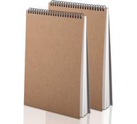 Kaxdl-Carnet De Croquis A4 Cahier Dessin Avec 60 Pages/ 30 Feuilles 160gsm Papier À Dessin Carnet De Croquis Relié En Spirale Couverture Kraft Relié Livre D'art,2 Pièces