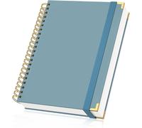 Kaxdl-Carnet Ligné A4-1 Pièce Bleu Cahier Spirale-100gsm Bloc Note A4-21.6x29.2cm Carnet Cuir Pu-320 Pages/160 Feuilles Cahier Ligné-Voyage Notebook Couverture Rigide