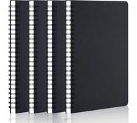 Kaxdl-Carnet Spirale A5 Petits Carreaux-4 Cahiers À Spirales A5 Noir Couverture Rigide-100g/M² Papier Notebook Spirale Petits Carreaux 5mm-Agenda Blocs Note Grid-A5 Carnets