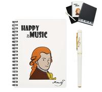 Kaxdl-Coffret Cadeau De Papeterie Sur Le Thème De La Mélodie Du Piano Musical,1 Carnet De Notes À Spirale À Feuilles Mobiles Avec 1 Stylo À Bille Pour Bureau,École,Étudiant,Papeterie Cadeau (Musicien