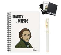 Kaxdl-Coffret Cadeau De Papeterie Sur Le Thème De La Mélodie Du Piano Musical,1 Carnet De Notes À Spirale À Feuilles Mobiles Avec 1 Stylo À Bille Pour Bureau,École,Étudiant,Papeterie Cadeau (Musicien