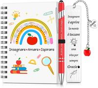 Kaxdl-Coffret Cadeau Merci À L'enseignant Inclure Cahier À Spirale A6 Stylo Bille Pression Rose Marque-Page Pendentif Fleur En Métal Journée Des Enseignants Anniversaire Diplômé(Insegnare)