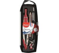 Kaxdl-Coffret Compas Origin 5 Pièces-Fabrication Française-Compas Scolaire Mine+Bague Universelle+Étui-Mines+Porte-Mine+Taille-Mines -Avec Mine+Branches En Acier-Multicolor