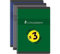 Kaxdl-Conquérant Lot De 3 Cahiers A4 100 Pages 70g Q5x5 Reliure Intégrale Couverture Carte Couleurs Assorties