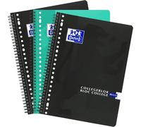 Kaxdl-École College Bloc 3 Pièces A4+ Ligné 80 Feuilles 23 Trous 90gr Avantage Costume Noir/Turqoise