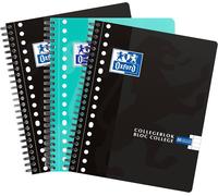 Kaxdl-École College Bloc 3 Pièces A5 Ligné 80 Feuilles 17 Trous 90gr Avantage Costume Noir/Turqoise