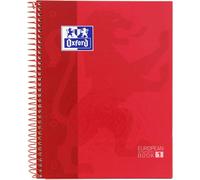 Kaxdl-Europeanbook 1 Cahier A5 Micro-Perforé,Couverture Extra Rigide,80 Feuilles,Quadrillage 5x5,Couleur Rouge