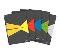 Kaxdl-Leitz 46480099-Cahier Wiro Office Couvertures En Carton 90 Feuilles De 90 G/M2,Ligné Horizontalement,Din A4 Couleurs Assorties (Lot De 1)