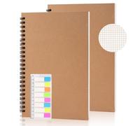 Kaxdl-Lot De 2 Cahiers A5 À Carreaux-60 Feuilles-Petit Cahier À Spirales-Avec Bande Adhésive-Pour Le Bureau Et L'école