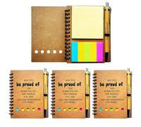 Kaxdl-Lot De 4 Carnets À Spirale Avec Stylo,60 Feuilles,Fournitures De Bureau/Scolaire,14,5x10,4 Cm,Carnets Inspirants En Vrac,Cadeaux De Reconnaissance Des Employés,Carnets Pour Étudiants,