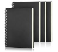 Kaxdl-Lot De 4 Carnets De Notes À Spirale A5-Papier Ligné-20x14 Cm-80 Feuilles/160 Pages-Couverture Rigide-Pour Bureau,École,Affaires-Noir