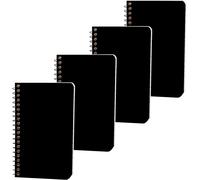 Kaxdl-Lot De 4 Carnets De Poche À Spirales-Petit Format A7-7,6x12,7 Cm-Pour Journalistes De Bureau Et D'école-60 Feuilles/120 Pages-Noir (7,6x12,7 Cm)