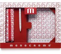 Kaxdl-Monocromo Pattern,Coffret Cadeau (Étui,Carnet À Spirales,Stylo),Rouge