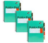 Kaxdl-Pukka Pad,Lot De 3 Cahiers De Projet B5 À 5 Sujets Avec Intercalaires Repositionnables-200 Pages De Papier 80 G/M²-Lignes De 8 Mm Et Bords Perforés-Vert Métallisé-25x19 Cm