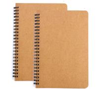 Kaxdl-Siyi-Xiu 2pcs A5 Carnet De Notes À Spirale Cahiers Classique En Couverture Kraft Blocs Notes Spirales Doté Ligné Bloc Note 60 Feuilles,Marron