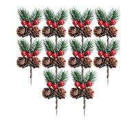 Kaxenig 10 Pièces Branches De Pin Artificielles De Noël, Branches De Sapin Artificielles avec Baies Et Pommes De Pin, pour Arbre De Noël Guirlande De Noëls Décoration De La Maison