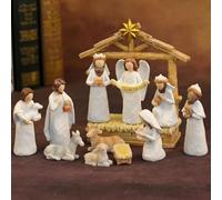 Kaxenig Crèche De Noël, 12 Pièces Ensemble De Nativité De Noël, Nativité Noels Figurines en Résine À La Main Décoration, Maison Table Bureau Étagère Salon