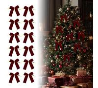 Kaxenig Décoration De Nœud De Noël, 12 Pièces Nœ-uds De Noël en Velours Ornements d'arbre De Noëls, Décoratifs pour Artisanat Intérieur Extérieur Guirlande Porte