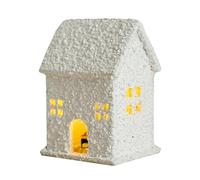 Kaxenig Maison De Noël Illuminée, Village De Noel en Bois, Maison Village De Noel Miniature LED, Maison De Neige Hiver Blanc, Maison Miniature, Deco Noel en Bois Lumineuse