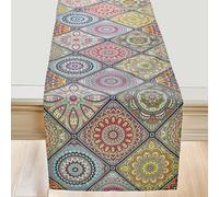 Kaxich Chemin de Table Bohème Vintage Géométrique Chemin de Table Marocain Multicolore pour Dîner, Mariage, Banquet, Vacances, Décoration de Fête, 33 x 183 cm