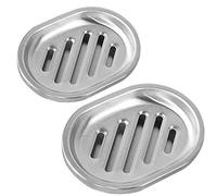 Kaxich Lot de 2 Porte-Savon en Acier Inoxydable, Smiley Face Boîte à Savon de Anti-bactériennes Support de Stockage de Savon, éponges Saver pour Salle de Bain Douche Cuisine