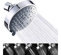 Kaxich Pomme de Douche Fixe Haute Pression, Pommeau Douche Pluie à Économie d'eau Ajustable 5 Réglages pour Salle de Bain SPA Détente, Chromé Poli, Anti-calcaire, 2,5 GPM, 10,4 cm