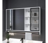 KAXLDHH Armoire De Toilette avec Miroir, Meuble Salle De Bain Mural, Miroirs Salle Bain en Bois Massif, Armoire Salle Bain en Aluminium pour Lavabo(Wit,80CM/31.4IN)