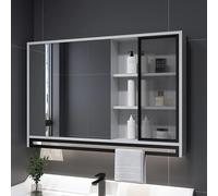 KAXLDHH Armoire De Toilette avec Miroir, Meuble Salle De Bain Mural, Miroirs Salle Bain en Bois Massif, Armoire Salle Bain en Aluminium pour Lavabo(Gray,80CM/31.4IN)