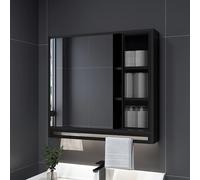 KAXLDHH Armoire De Toilette avec Miroir, Meuble Salle De Bain Mural, Miroirs Salle Bain en Bois Massif, Armoire Salle Bain en Aluminium pour Lavabo(Nero,70CM/27.5IN)
