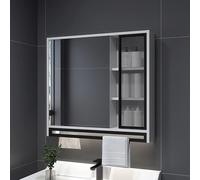 KAXLDHH Armoire De Toilette avec Miroir, Meuble Salle De Bain Mural, Miroirs Salle Bain en Bois Massif, Armoire Salle Bain en Aluminium pour Lavabo(Gray,70CM/27.5IN)