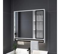 KAXLDHH Armoire De Toilette avec Miroir, Meuble Salle De Bain Mural, Miroirs Salle Bain en Bois Massif, Armoire Salle Bain en Aluminium pour Lavabo(Wit,60CM/23.6IN)