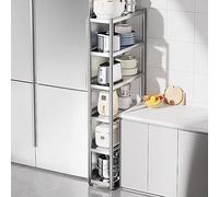 KAXLDHH Desserte à roulettes Fins en Acier Inoxydable, Chariot de Rangement Cuisine Coulissant avec Roues pour Salle de Bain et Buanderie, Meuble Gain de Place(50x20x175cm)