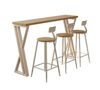 KAXLDHH Ensemble Table À Manger, Table De Bar en Bois Massif, Table Mange Debout pour Petits Espaces, Table Haute Industrielle pour Cuisine, Pub, Café, sans Tabouret(220x40x105cm)
