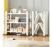 KAXLDHH Étagères De Rangement Pliables, Bibliothèque Stable, Étagères De Garage Robustes À Cadre en Acier, Étagère À Livres pour Salle De Bain, Cuisine, Salon, Bureau(Wit,126cm)