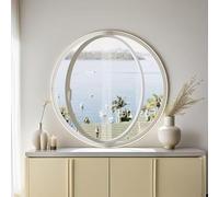 KAXLDHH Fenêtre Ronde en Verre trempé, hublot pivotant à 360° avec Cadre en Aluminium, fenêtres de Ventilation de Remplacement pour Salle de Bain, Salon, Cuisine(Wit,60cm/23.6in)